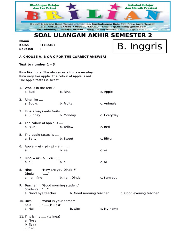 10 Rahasia Menguasai Bahasa Inggris Kelas 3 SD Soal Latihan yang Wajib Dicoba Siswa 10 Rahasia Menguasai Bahasa Inggris Kelas 3 SD Soal Latihan yang Wajib Dicoba Siswa