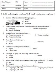 Soal Ips Kelas 3 Sd Dalchaebi
