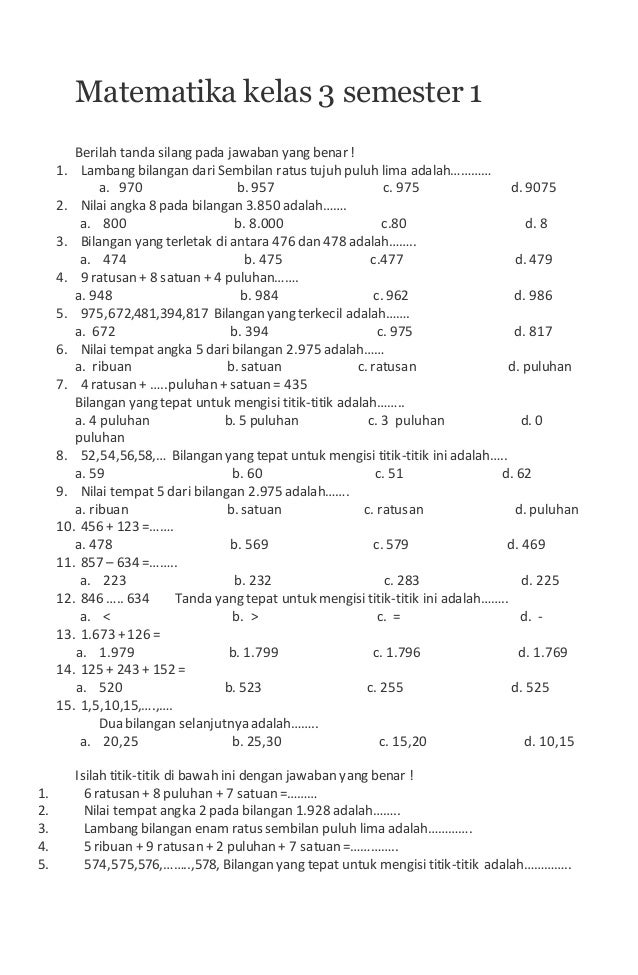 7 Rahasia Belajar Cepat dengan Soal Matematika Kelas 3 SD Semester 1 PDF Siap Cetak 7 Rahasia Belajar Cepat dengan Soal Matematika Kelas 3 SD Semester 1 PDF Siap Cetak