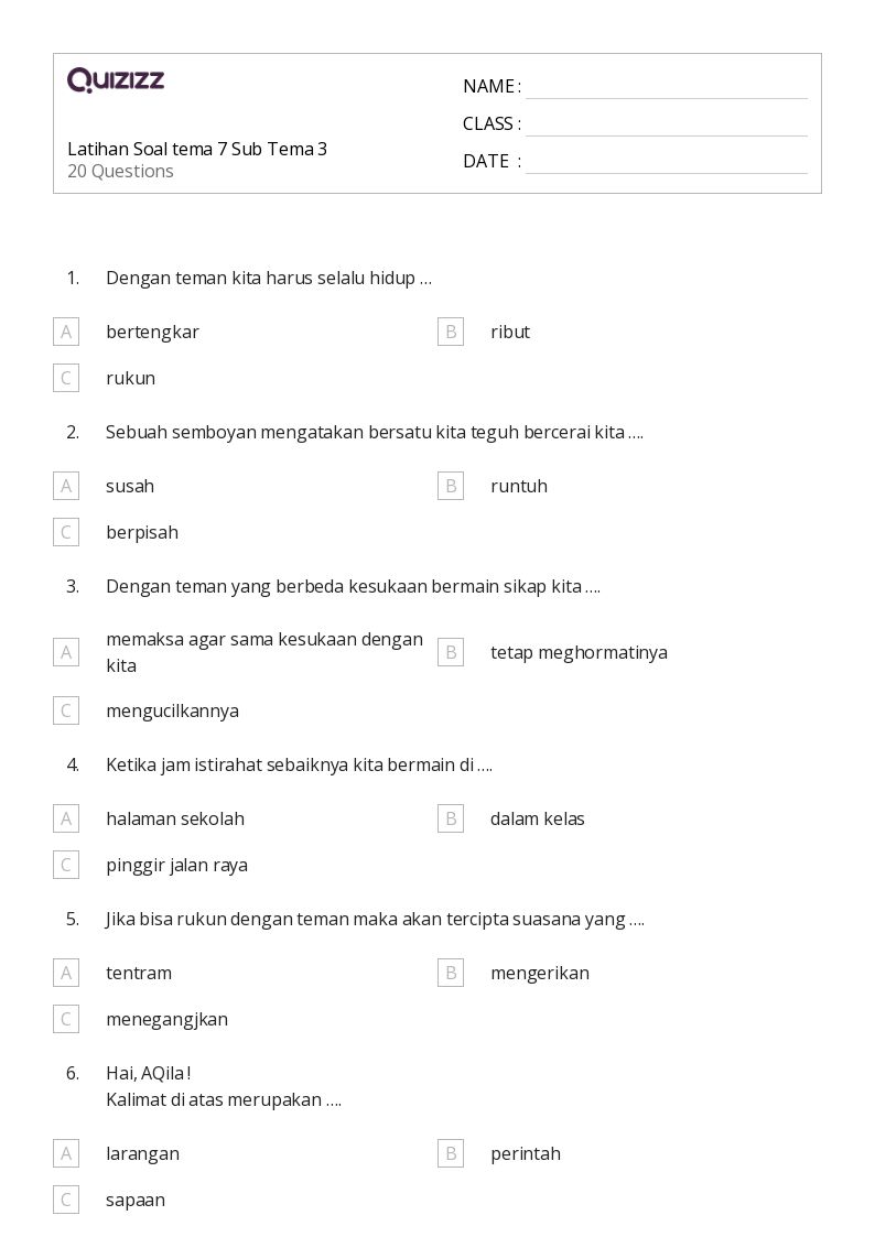 50 lembar kerja Soal Kata Pecahan untuk Kelas 2 di Quizizz Gratis 50 lembar kerja Soal Kata Pecahan untuk Kelas 2 di Quizizz Gratis