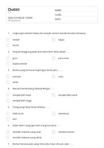 50 lembar kerja Aktivitas Alam untuk Kelas 1 di Quizizz Gratis