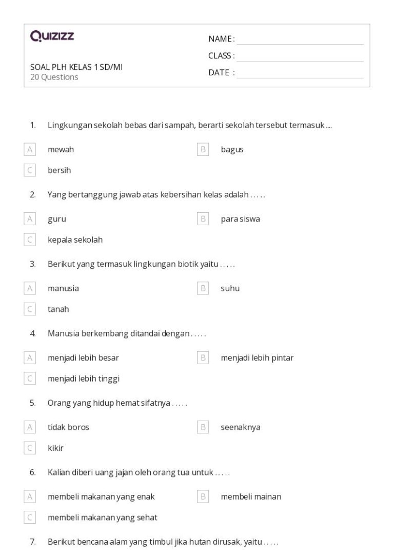Terbukti Ampuh 15 Contoh Soal PLH Kelas 1 SD Semester 1 dan Kunci Jawaban Terbaru 2026 Terbukti Ampuh 15 Contoh Soal PLH Kelas 1 SD Semester 1 dan Kunci Jawaban Terbaru 2026