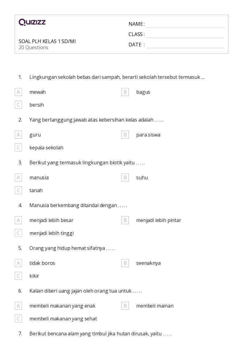 Terbukti Ampuh 15 Contoh Soal PLH Kelas 1 SD Semester 1 dan Kunci Jawaban Terbaru 2026 Terbukti Ampuh 15 Contoh Soal PLH Kelas 1 SD Semester 1 dan Kunci Jawaban Terbaru 2026