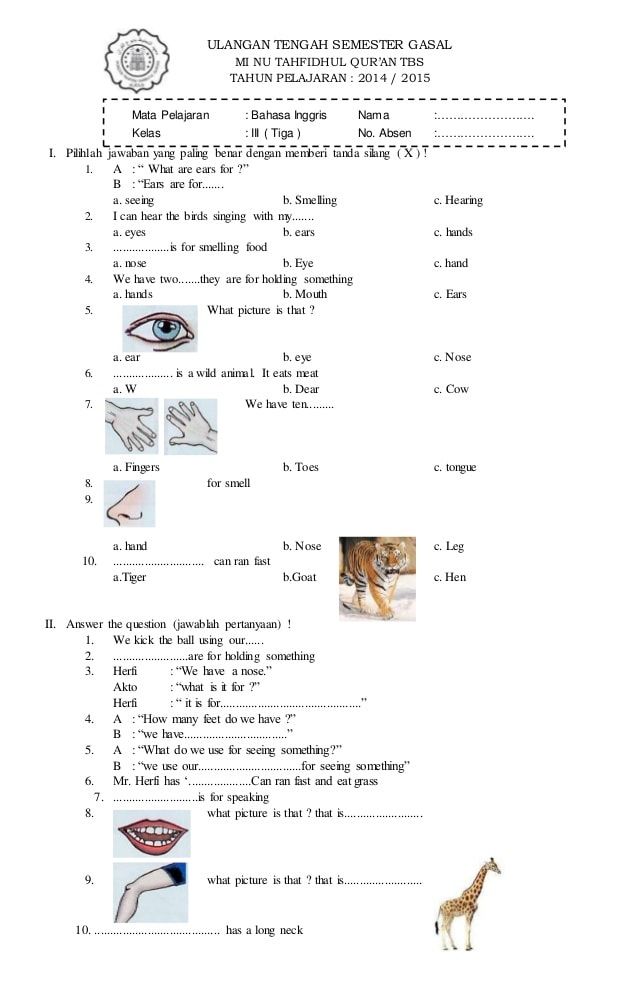 bahasa inggris kelas 3 soal