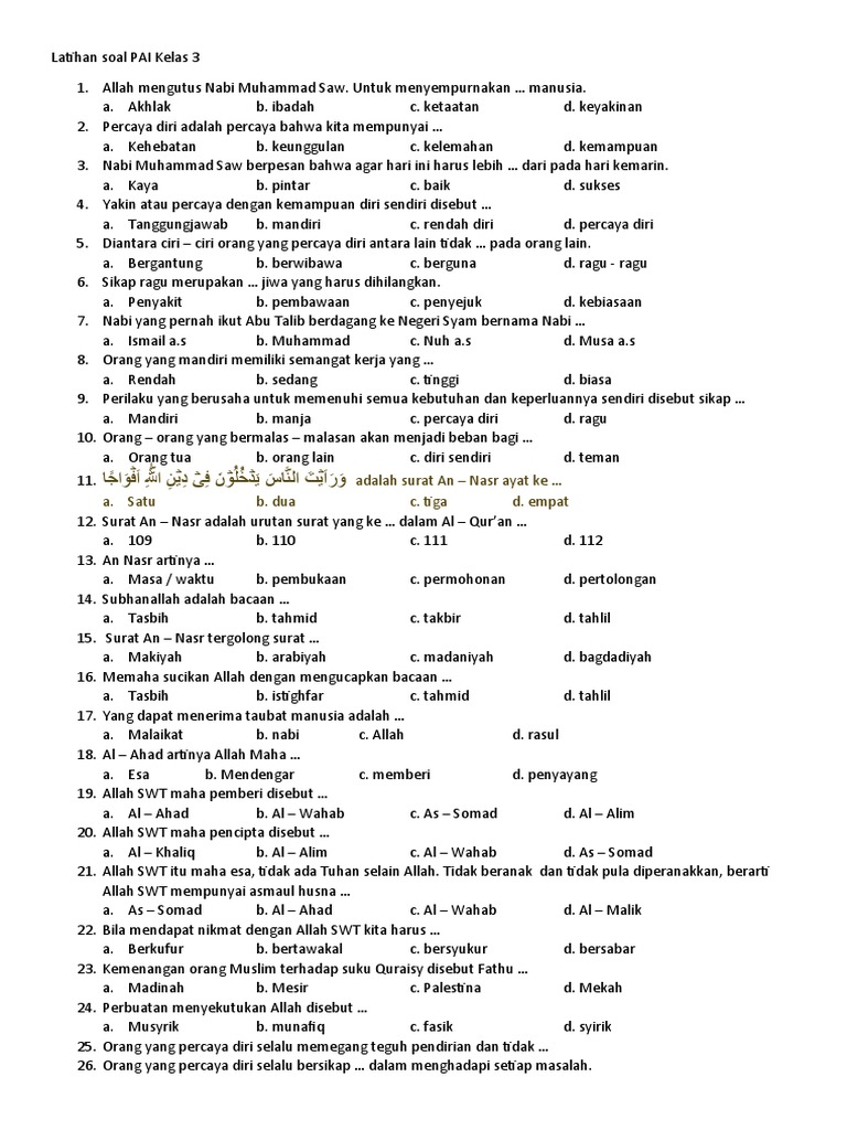 bang soal k13 kelas 3