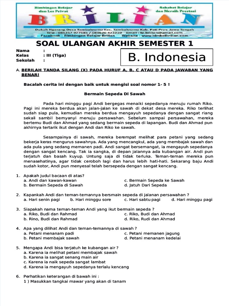 5 Contoh Soal Bahasa Indonesia Kelas 3 ala SMM PTN 2026, Wajib Dicoba! 5 Contoh Soal Bahasa Indonesia Kelas 3 ala SMM PTN 2026, Wajib Dicoba!
