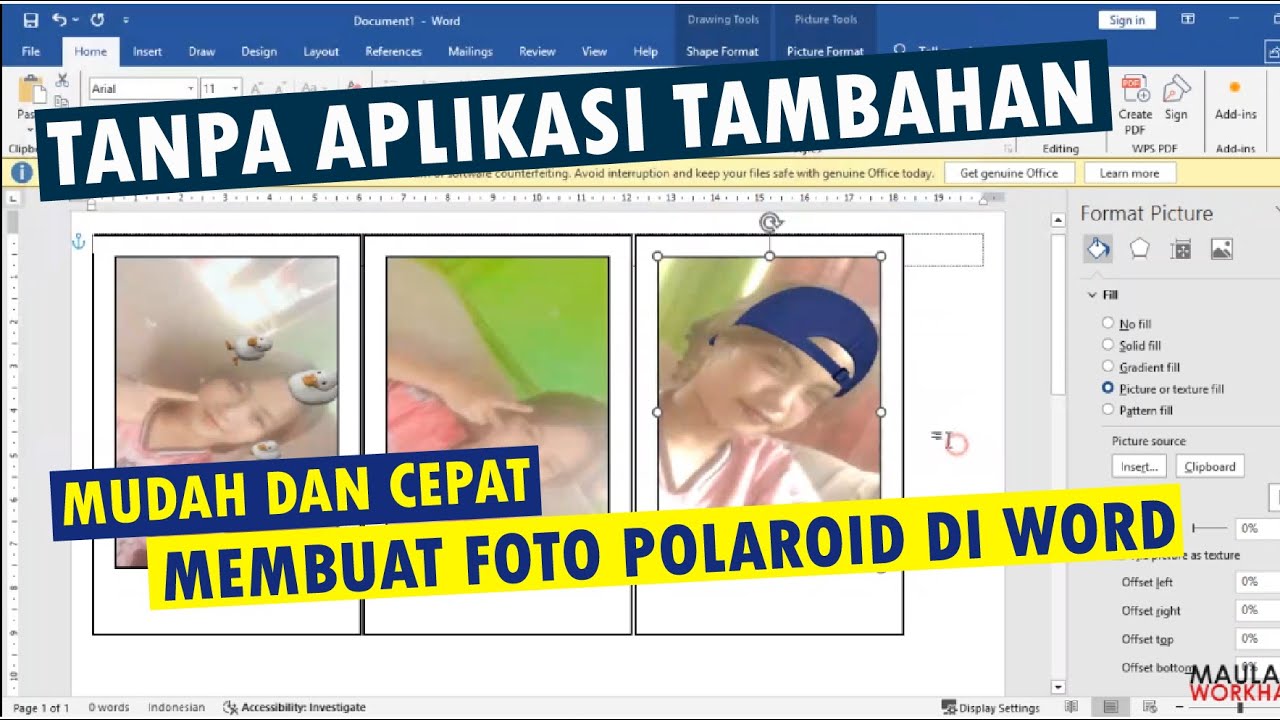 Cara Membuat Foto Polaroid di Microsoft Word Mudah Cepat - YouTube