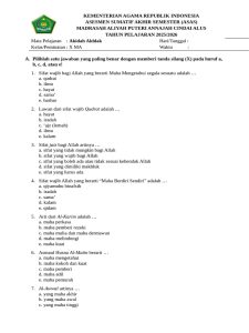 Soal Akidah Akhlak Kelas 10 November 2025 PDF