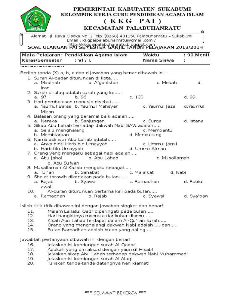 5 Fakta Mengejutkan Soal PAI Kelas 7 Semester 2 yang Wajib Diketahui Sebelum Ujian 2026 5 Fakta Mengejutkan Soal PAI Kelas 7 Semester 2 yang Wajib Diketahui Sebelum Ujian 2026