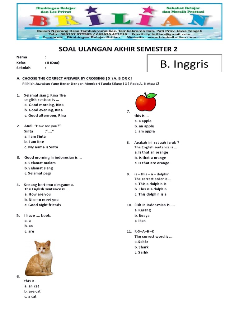 7 Contoh Soal Bahasa Inggris Kelas 7 Semester 2 KTSP yang Wajib Dikuasai Sebelum Ujian 2026 7 Contoh Soal Bahasa Inggris Kelas 7 Semester 2 KTSP yang Wajib Dikuasai Sebelum Ujian 2026
