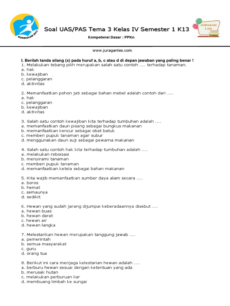 10 Latihan Soal UAS Tema 3 Kelas 4 Semester 1 yang Wajib Dikuasai Sebelum Terlambat 10 Latihan Soal UAS Tema 3 Kelas 4 Semester 1 yang Wajib Dikuasai Sebelum Terlambat