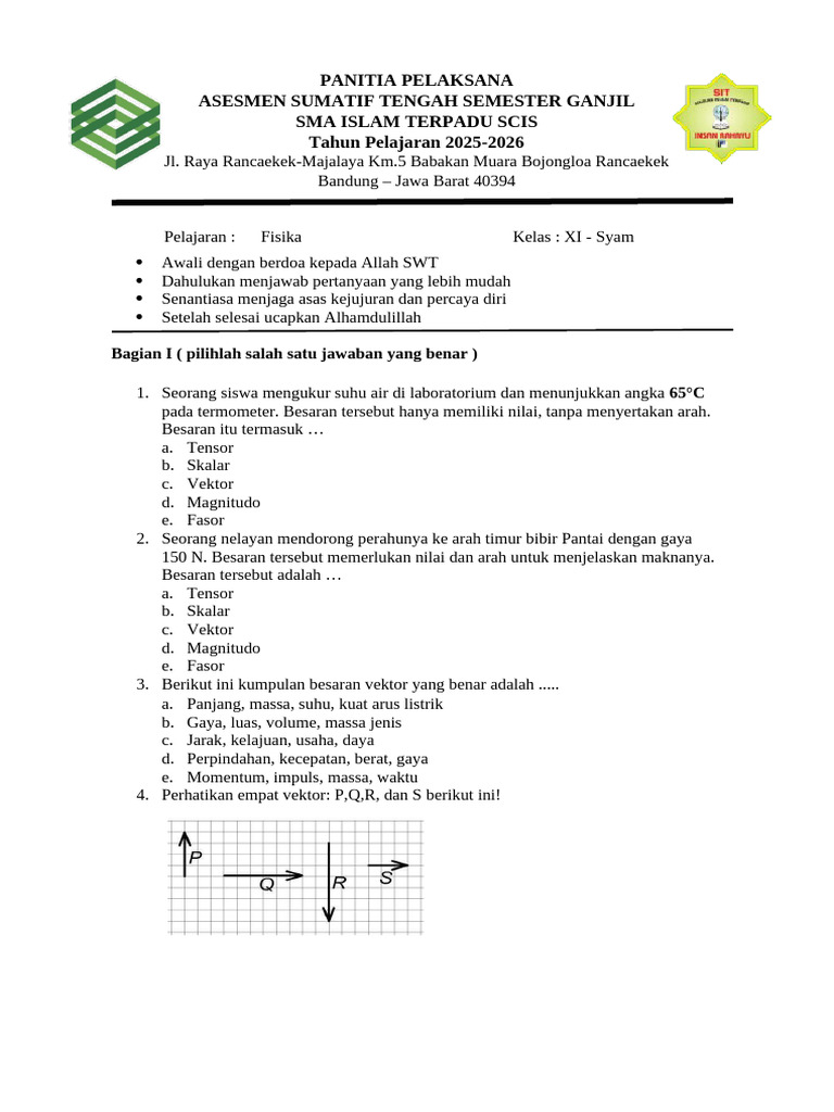 Soal Fisika Kelas 11 ASAS 2526 PDF