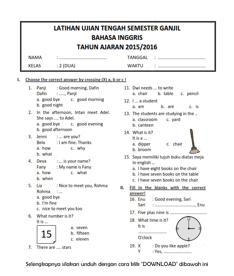 Soal Essay Bahasa Inggris Kelas 7