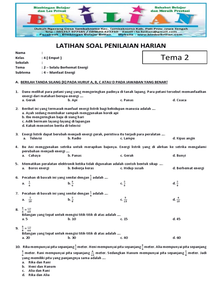 Akhirnya 5 Contoh Soal dan Jawaban Tematik Kelas 4 SD Semester 2 Wajib Diketahui Akhirnya 5 Contoh Soal dan Jawaban Tematik Kelas 4 SD Semester 2 Wajib Diketahui