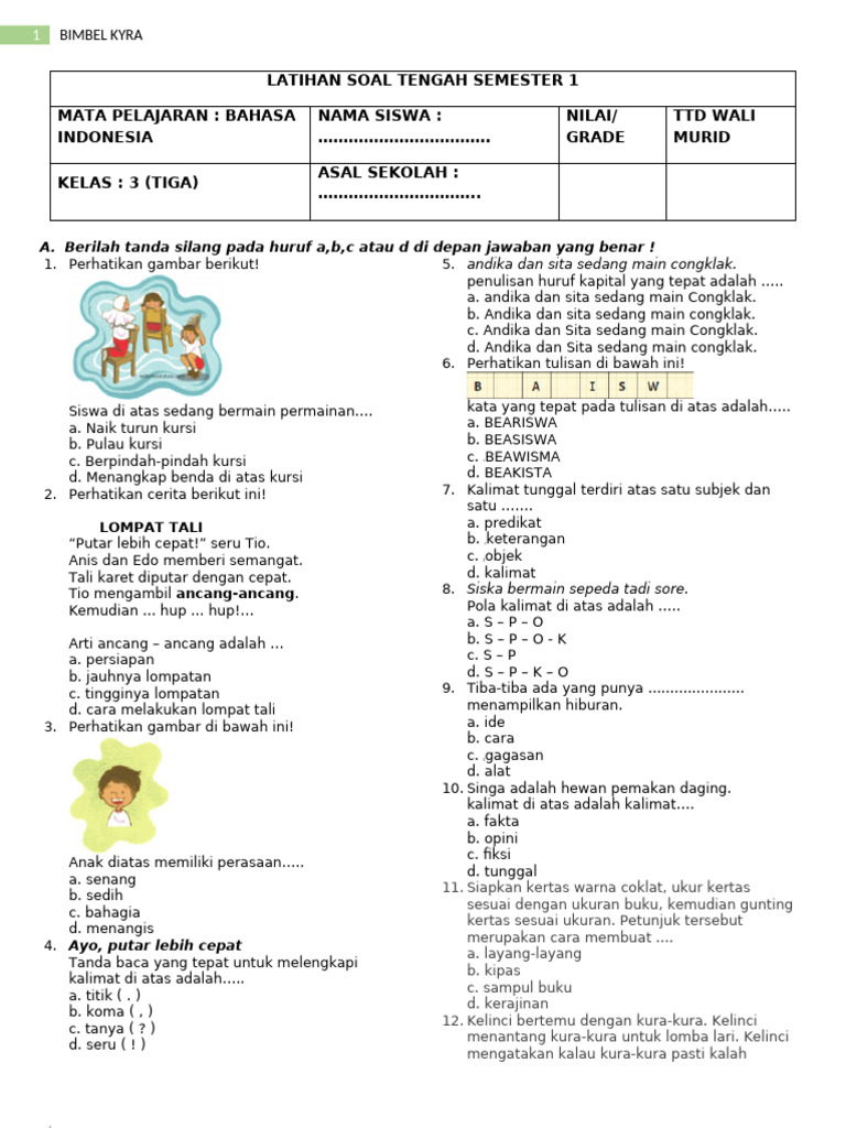 Akhirnya Tahu 7 Latihan Soal UKK Bahasa Indonesia Kelas 3 yang Sering Muncul di Ujian 2026 Akhirnya Tahu 7 Latihan Soal UKK Bahasa Indonesia Kelas 3 yang Sering Muncul di Ujian 2026