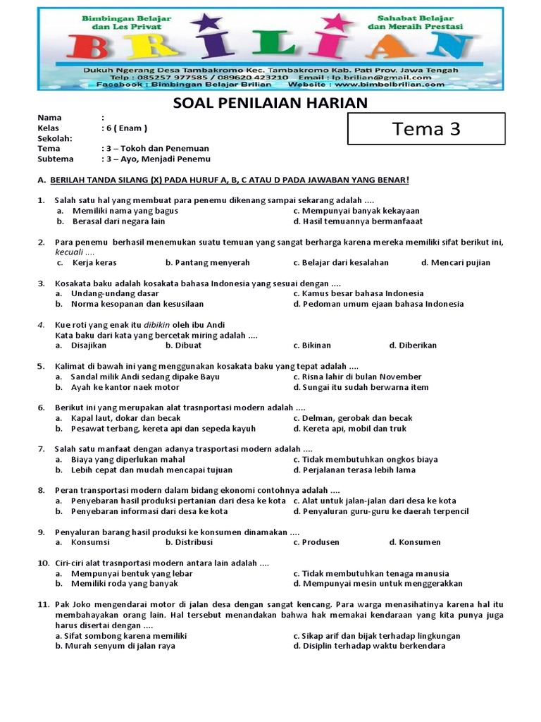 Terbukti Efektif! 5 Cara latihan soal uas tematik kelas 6 tema 3 yang Jarang Diketahui Terbukti Efektif! 5 Cara latihan soal uas tematik kelas 6 tema 3 yang Jarang Diketahui