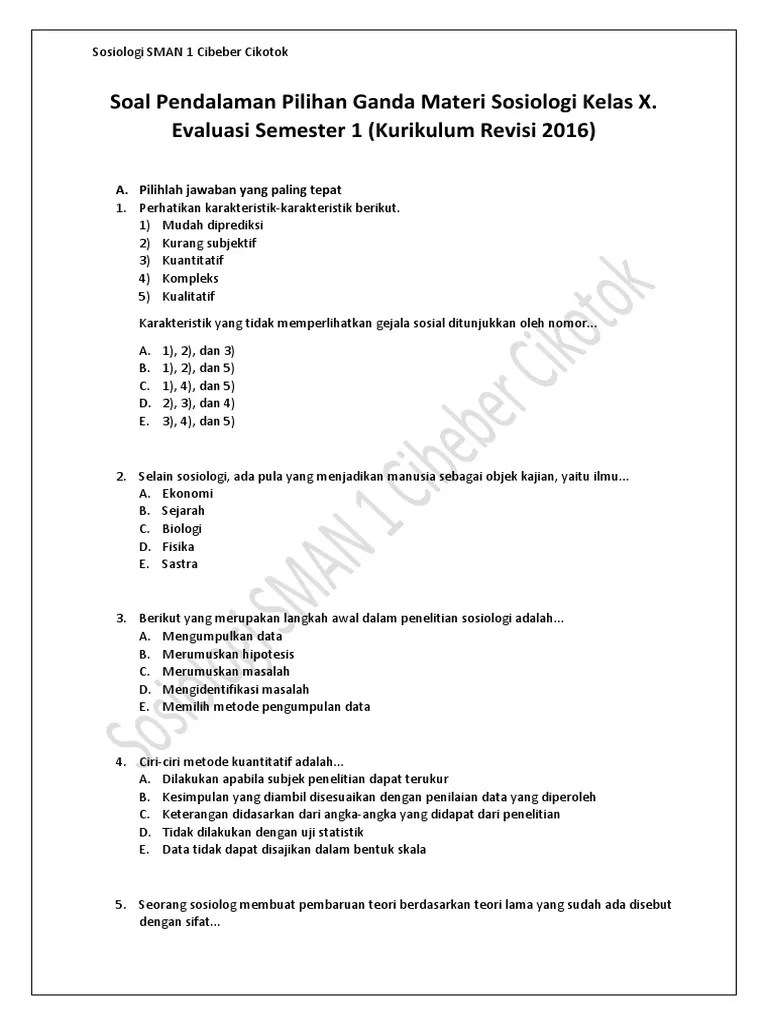 7 Contoh Soal dan Jawaban Sosiologi Semester 2 Kelas 10 yang Wajib Diketahui Sebelum Ujian 7 Contoh Soal dan Jawaban Sosiologi Semester 2 Kelas 10 yang Wajib Diketahui Sebelum Ujian