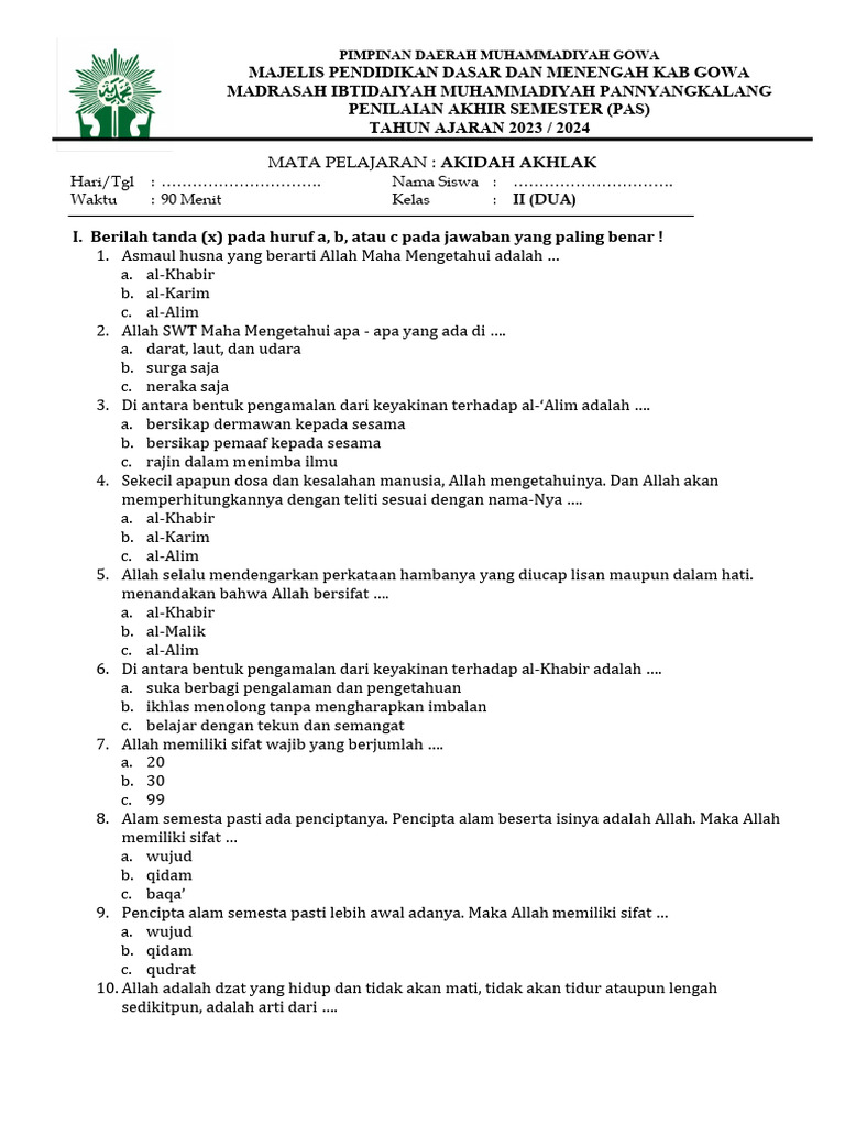 7 Rahasia Menjawab Soal Aqidah Akhlak Kelas 2 SMP Agar Nilai Kamu Sempurna