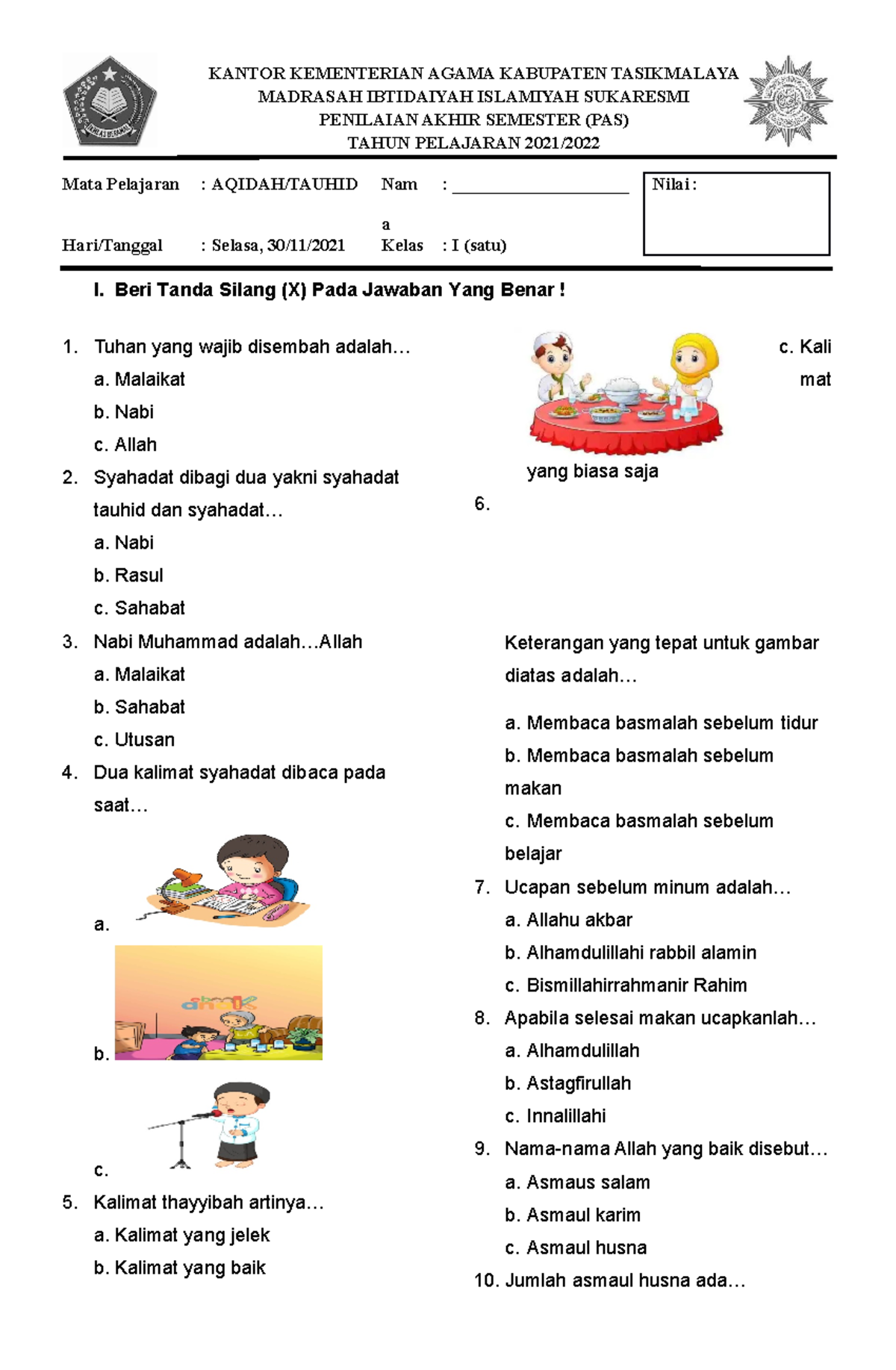Rahasia Lulus Ujian dengan Kumpulan Soal Aqidah Kelas 1 Madrasah Semester 2 Terbaru