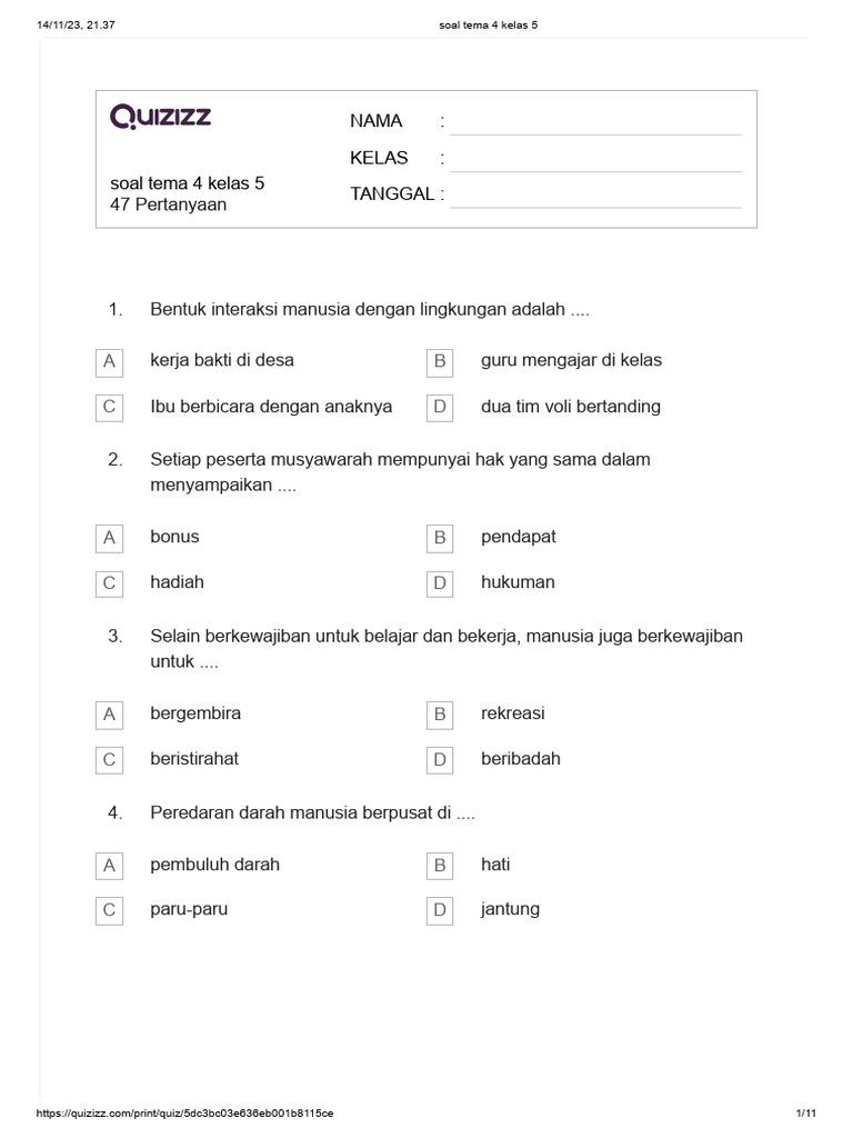 Rahasia Skor Tinggi Latihan soal tema 4 kelas 5 hot Agar Siap Hadapi Ujian Akhir